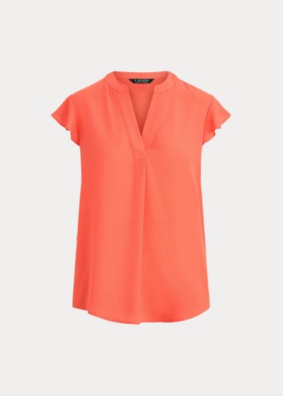 Tops Ralph Lauren Mujer Rojos - Georgette Flutter-Sleeve - ZXKLH5467